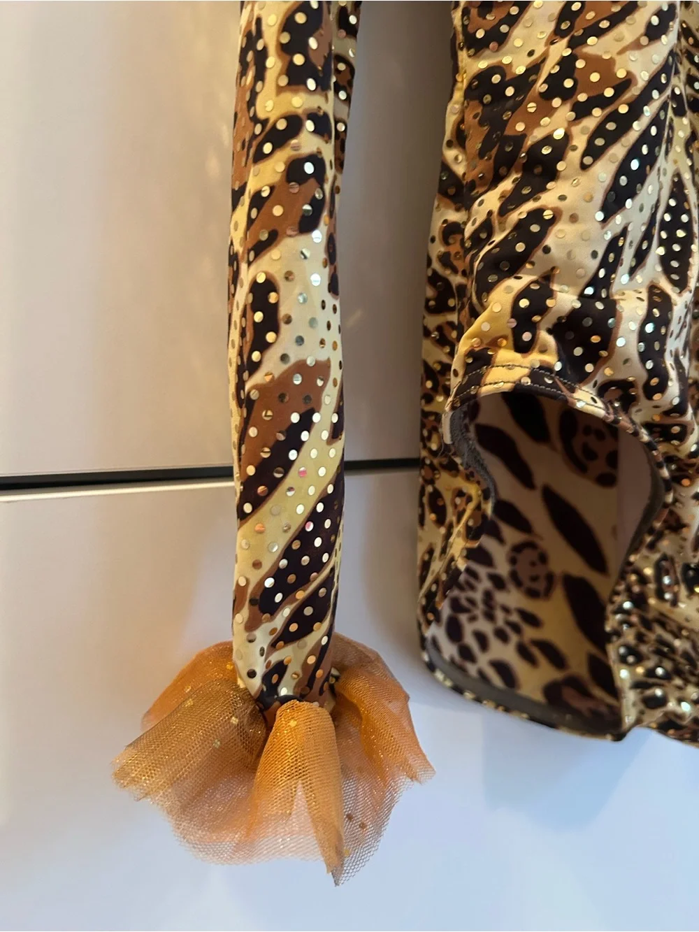 Weissman Grasslands Chant Animal Print Long-Sleeve Leotard with Tulle Trim - MC